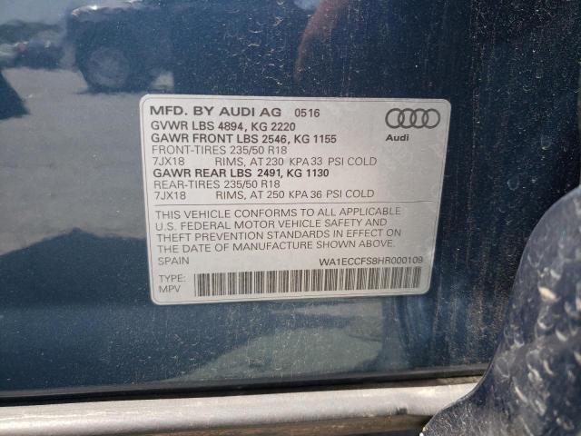 Photo 10 from auction – 2017 AUDI Q3 PREMIUM with VIN WA1ECCFS8HR000109