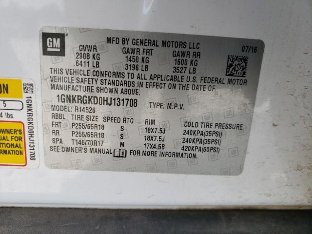Photo 10 from auction – 2017 CHEVROLET TRAVERSE L with VIN 1GNKRGKD0HJ131708