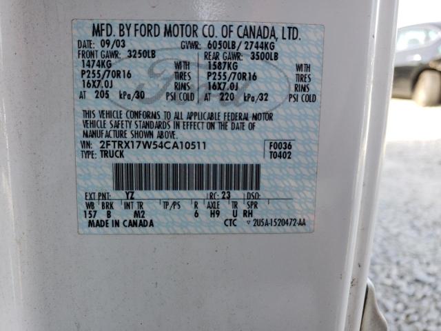Photo 10 from auction – 2004 FORD F-150 HERI with VIN 2FTRX17W54CA10511