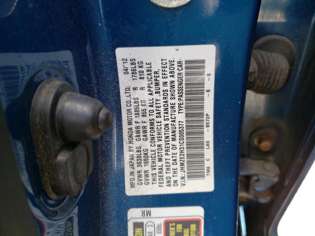 Photo 10 from auction – 2012 HONDA INSIGHT with VIN JHMZE2H31CS005377