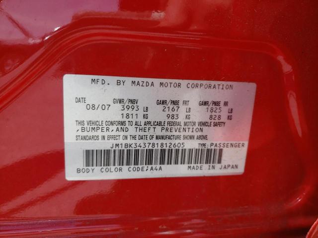 Photo 10 from auction – 2008 MAZDA 3 HATCHBAC with VIN JM1BK343781812605