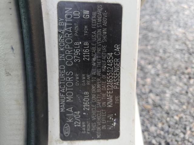 Photo 10 from auction – 2005 KIA SPECTRA LX with VIN KNAFE121655124854