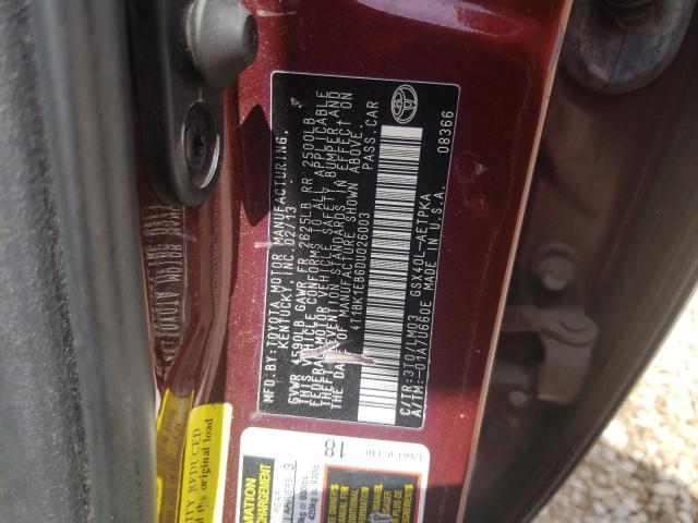 Photo 10 from auction – 2013 TOYOTA AVALON BAS with VIN 4T1BK1EB6DU026003