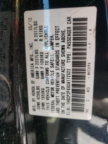 Photo 10 from auction – 2012 HONDA ACCORD SE with VIN 1HGCP2F6XCA172522