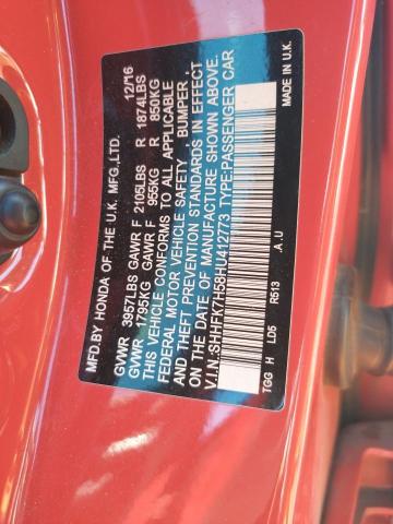 Photo 10 from auction – 2017 HONDA CIVIC EX with VIN SHHFK7H58HU412773
