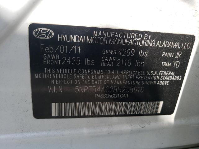 Photo 10 from auction – 2011 HYUNDAI SONATA GLS with VIN 5NPEB4AC2BH238616