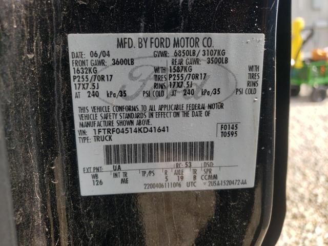 Photo 10 from auction – 2004 FORD F150 with VIN 1FTRF04514KD41641