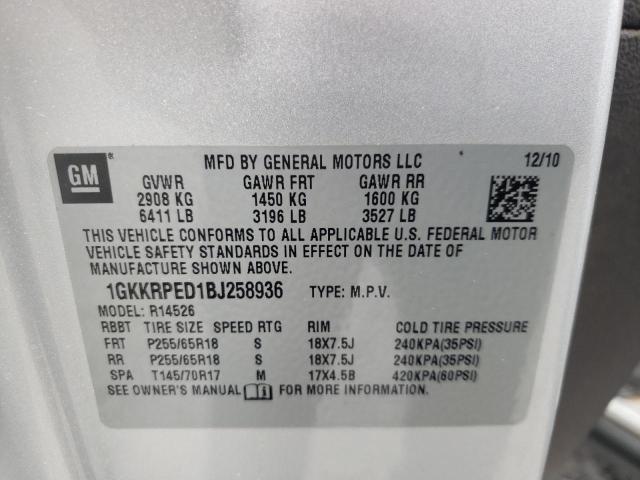 Photo 10 from auction – 2011 GMC ACADIA SLE with VIN 1GKKRPED1BJ258936