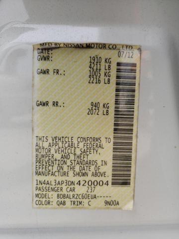 Photo 10 from auction – 2013 NISSAN ALTIMA 2.5 with VIN 1N4AL3AP3DN420004