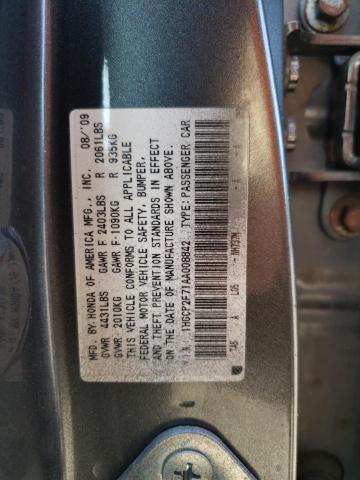 Photo 10 from auction – 2010 HONDA ACCORD EX with VIN 1HGCP2F71AA008842