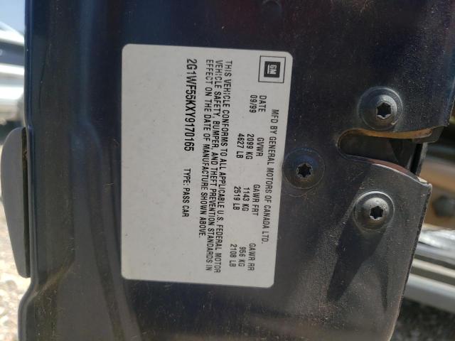 Photo 10 from auction – 2000 CHEVROLET IMPALA with VIN 2G1WF55KXY9170165