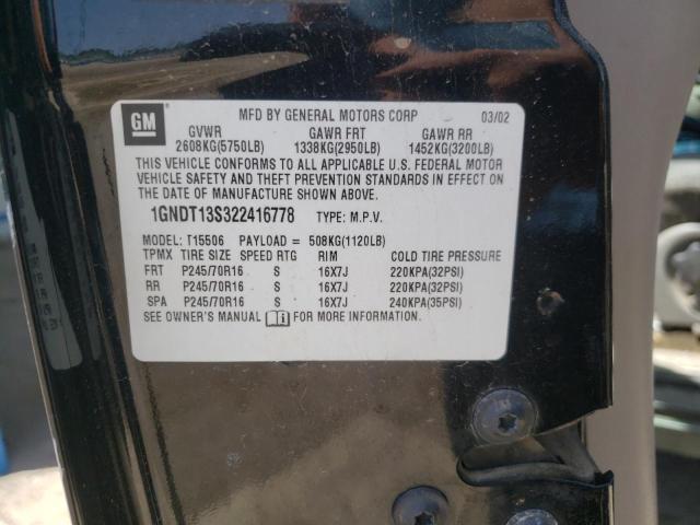 Photo 10 from auction – 2002 CHEVROLET TRAILBLAZE with VIN 1GNDT13S322416778