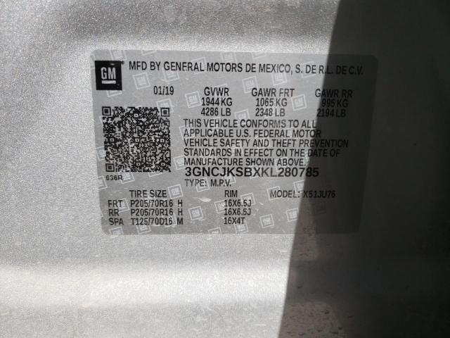 Photo 10 from auction – 2019 CHEVROLET TRAX LS with VIN 3GNCJKSBXKL280785