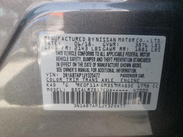 Photo 10 from auction – 2018 NISSAN SENTRA S with VIN 3N1AB7AP1JY325477