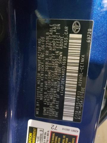 Photo 10 from auction – 2010 TOYOTA CAMRY BASE with VIN 4T4BF3EK4AR031699