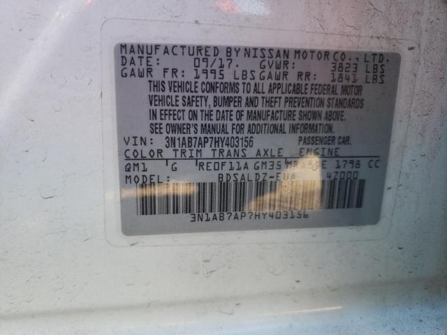 Photo 10 from auction – 2017 NISSAN SENTRA S with VIN 3N1AB7AP7HY403156
