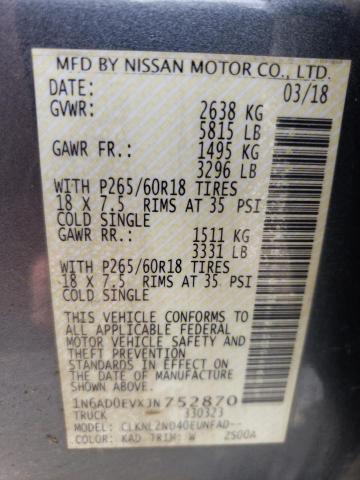 Photo 10 from auction – 2018 NISSAN FRONTIER S with VIN 1N6AD0EVXJN752870