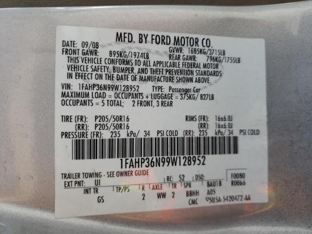 Photo 10 from auction – 2009 FORD FOCUS SES with VIN 1FAHP36N99W128952