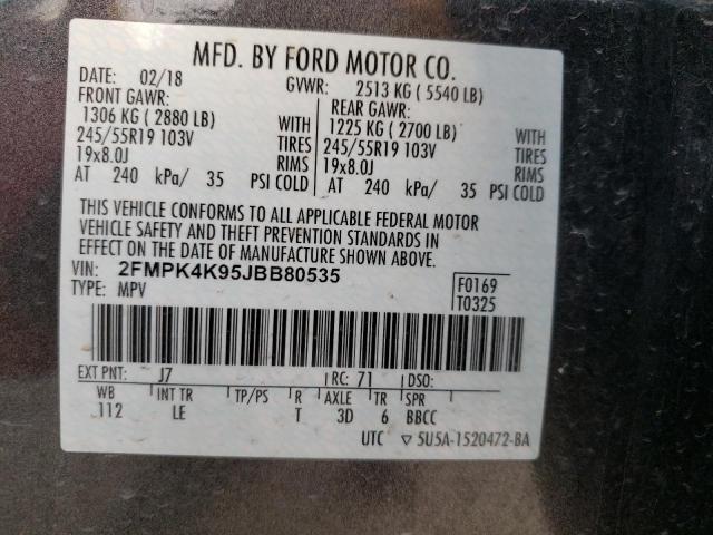 Photo 10 from auction – 2018 FORD EDGE TITAN with VIN 2FMPK4K95JBB80535