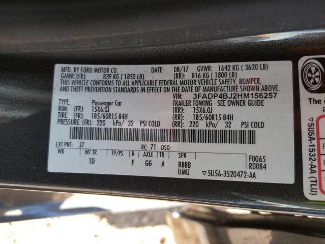 Photo 10 from auction – 2017 FORD FIESTA SE with VIN 3FADP4BJ2HM156257