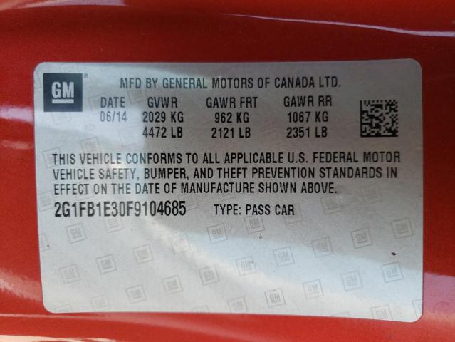 Photo 10 from auction – 2015 CHEVROLET CAMARO LS with VIN 2G1FB1E30F9104685