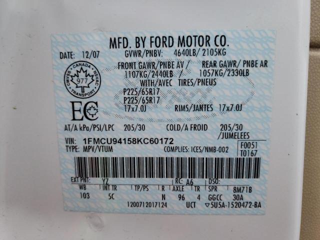 صورة رقم 10 من المزاد - 2008 FORD ESCAPE LIM مع VIN 1FMCU94158KC60172