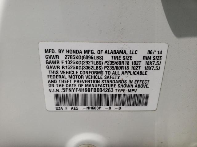 Photo 10 from auction – 2015 HONDA PILOT TOUR with VIN 5FNYF4H99FB004263