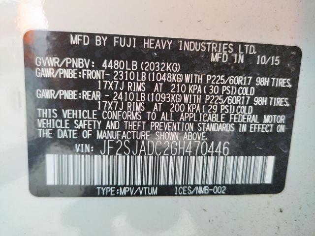 Photo 10 from auction – 2016 SUBARU FORESTER 2 with VIN JF2SJADC2GH470446