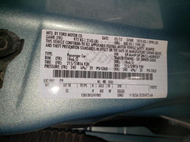 Photo 10 from auction – 2012 FORD FOCUS SE with VIN 1FAHP3F26CL428527