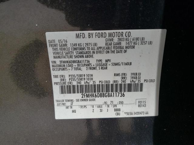Photo 10 from auction – 2016 FORD FLEX LIMIT with VIN 2FMHK6D88GBA11736