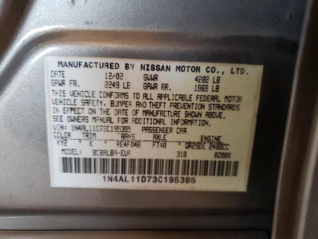 Photo 10 from auction – 2003 NISSAN ALTIMA BAS with VIN 1N4AL11D73C195395