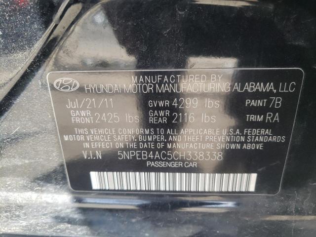 Photo 10 from auction – 2012 HYUNDAI SONATA GLS with VIN 5NPEB4AC5CH338338