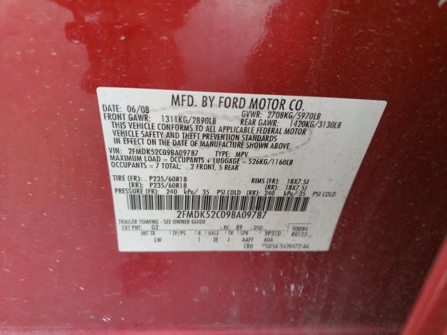 Photo 10 from auction – 2009 FORD FLEX SEL with VIN 2FMDK52C09BA09787