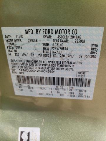 Photo 10 from auction – 2008 FORD ESCAPE XLT with VIN 1FMCU03128KC45691