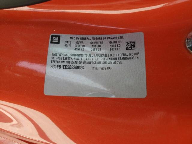 Photo 10 from auction – 2011 CHEVROLET CAMARO LT with VIN 2G1FB1ED5B9200394