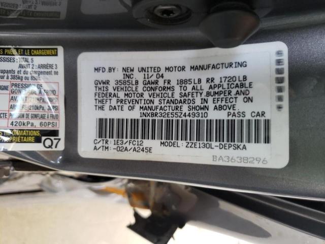 Photo 10 from auction – 2005 TOYOTA COROLLA CE with VIN 1NXBR32E55Z449310