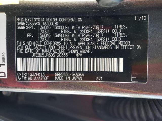 Photo 10 from auction – 2013 TOYOTA 4RUNNER SR with VIN JTEBU5JR6D5120333