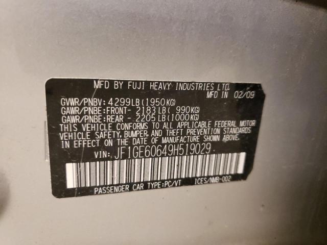 Photo 10 from auction – 2009 SUBARU IMPREZA 2. with VIN JF1GE60649H519029