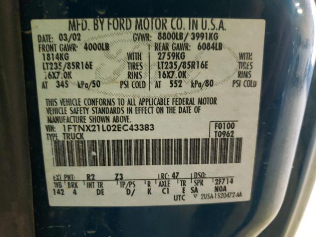 Photo 10 from auction – 2002 FORD F250 SUPER with VIN 1FTNX21L02EC43383