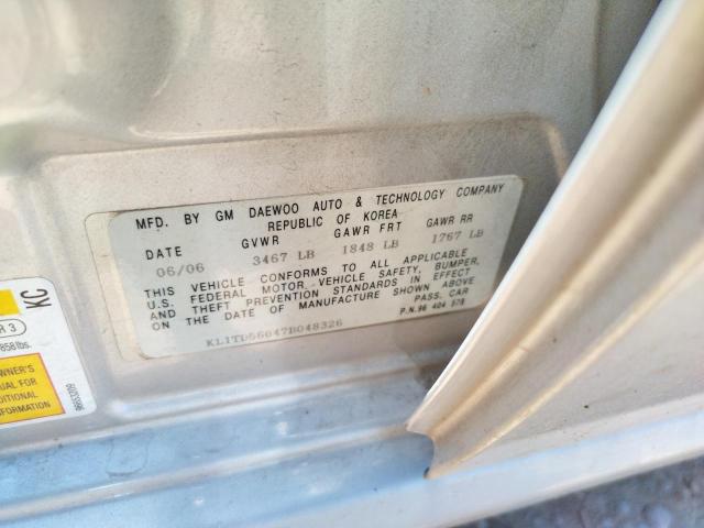 Photo 10 from auction – 2007 CHEVROLET AVEO BASE with VIN KL1TD56647B048326