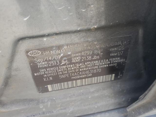 Photo 10 from auction – 2010 HYUNDAI SONATA GLS with VIN 5NPET4AC4AH631870