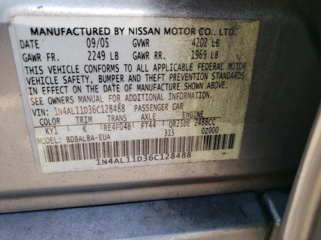 Photo 10 from auction – 2006 NISSAN ALTIMA S with VIN 1N4AL11D36C128488