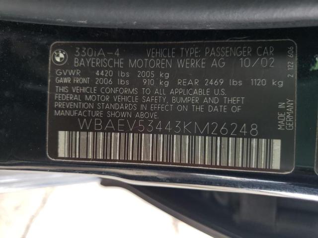Photo 10 from auction – 2003 BMW 330 I with VIN WBAEV53443KM26248
