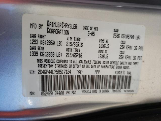 Photo 10 from auction – 2005 DODGE GRAND CARA with VIN 2D4GP44L75R517124