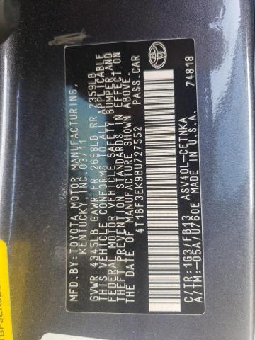 Photo 10 from auction – 2011 TOYOTA CAMRY BASE with VIN 4T1BF3EK9BU727552