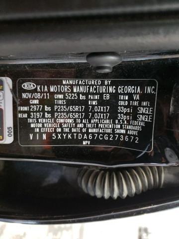 Photo 10 from auction – 2012 KIA SORENTO BA with VIN 5XYKTDA67CG273672