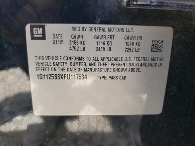 Photo 10 from auction – 2015 CHEVROLET IMPALA LT with VIN 1G1125S3XFU117534