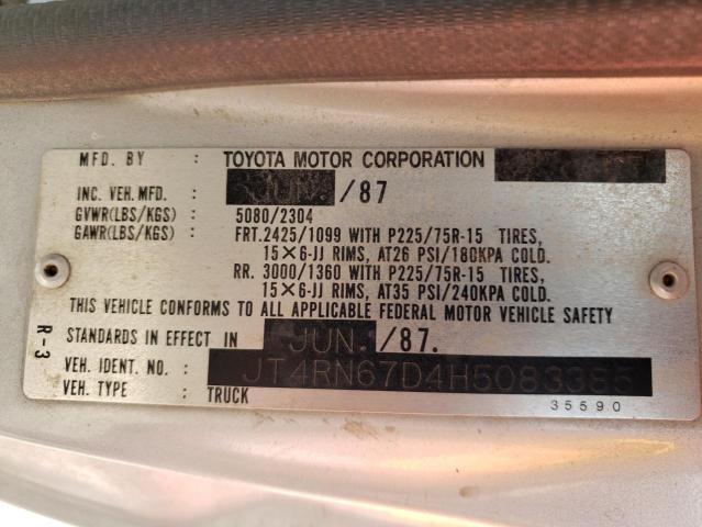 Photo 10 from auction – 1987 TOYOTA PICKUP XTR with VIN JT4RN67D4H5083385