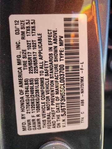 Photo 10 from auction – 2012 HONDA CROSSTOUR with VIN 5J6TF3H55CL003700