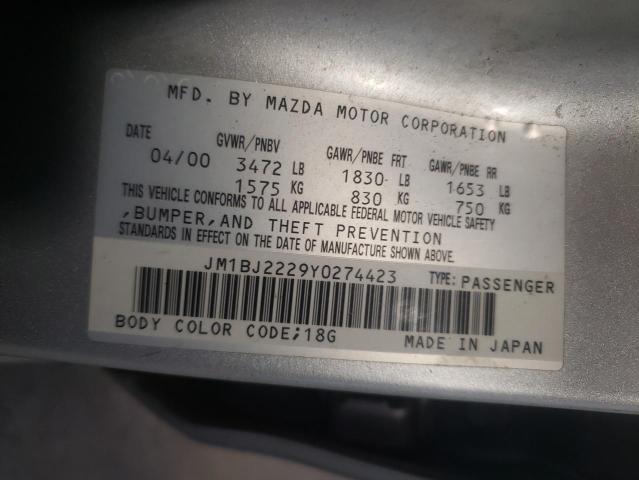 Photo 10 from auction – 2000 MAZDA PROTEGE DX with VIN JM1BJ2229Y0274423